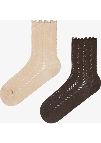 3 Çift Pamuklu Fırfırlı Soket Çorap