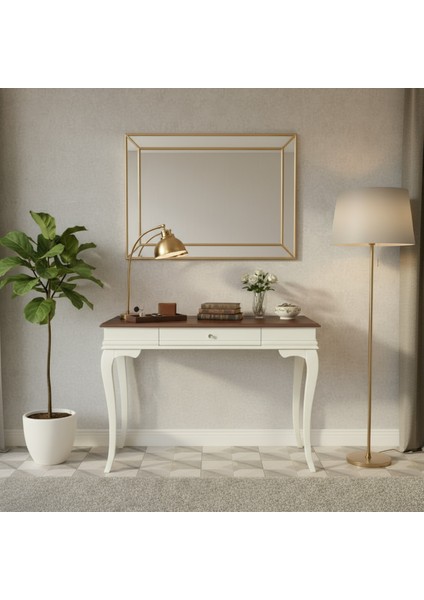 120 cm Masif Rustik Krem Ceviz Dresuar