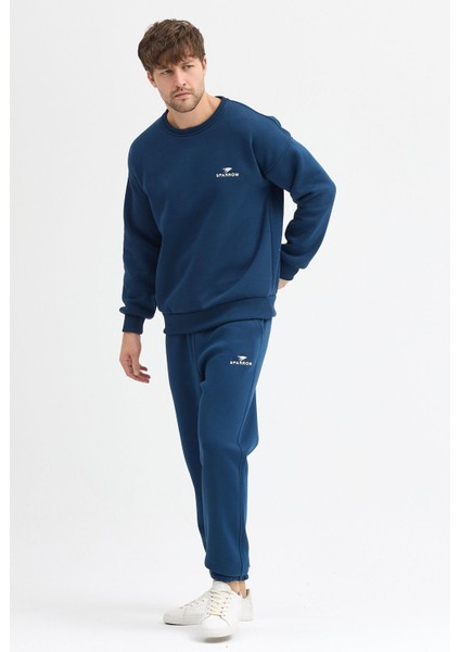 Erkek Oversize Lacivert Eşofman Takımı Basic 3 Iplik Şardonlu Pamuklu Nakışlı fiyatları