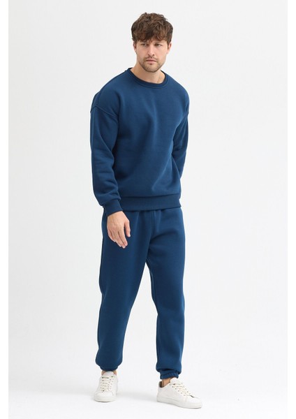 Erkek LacivertEşofman Takımı Basic 3 Iplik Şardonlu Oversize Pamuklu fiyatları
