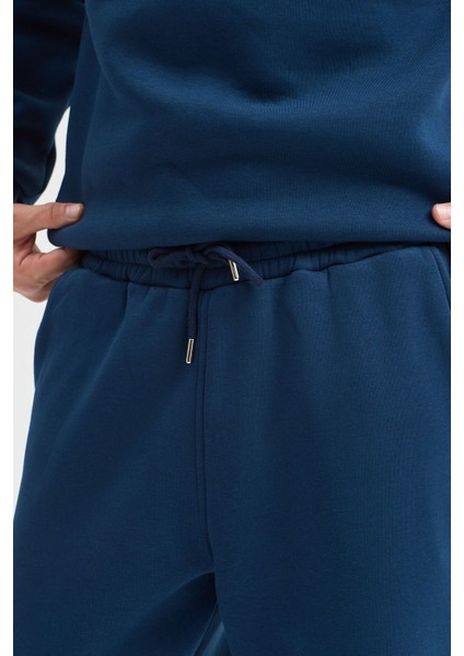 Erkek LacivertEşofman Takımı Basic 3 Iplik Şardonlu Oversize Pamuklu indirimleri