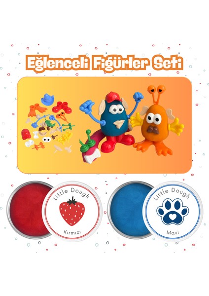 Eğlenceli Figürler 2'li Doğal Oyun Hamuru Seti 150X2 - Kırmızı, Mavi