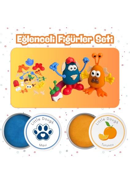 Eğlenceli Figürler 2'li Doğal Oyun Hamuru Seti 150X2 - Mavi, Turuncu