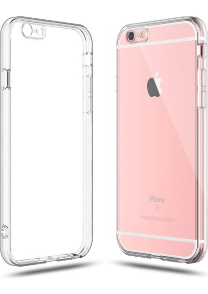 Apple iPhone 6 Plus Uyumlu Silikon Kılıf - Kamera Korumalı Esnek Tam Koruma Kapak - Şeffaf