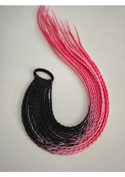 Siyah-Pembe Geçişli Örgü Saç Tokası