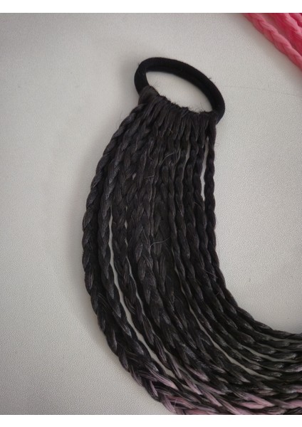 Siyah-Pembe Geçişli Örgü Saç Tokası modelleri