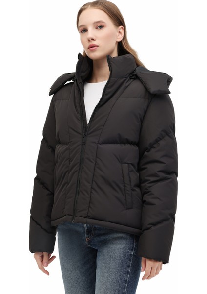 Wl 2W-KX-CROP 5pr Siyah Kadın Kısa Kaban