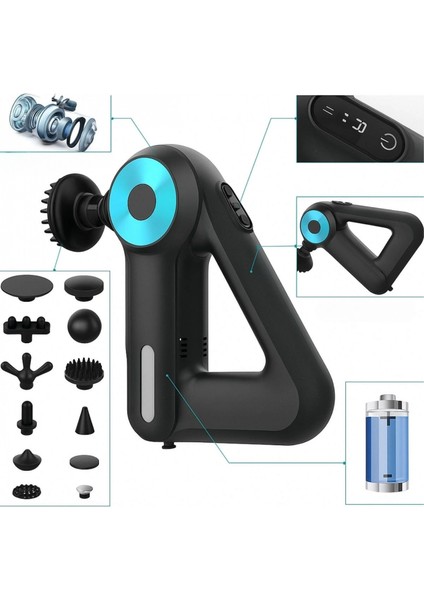 12 Farklı Başlıklı Profesyonel Masaj Tabancası - Kas Gevşetici ve Yorgunluk Giderici Masaj Aleti modelleri