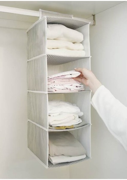 Gardırop Içi Askılı Kumaş Organizer - 4 Katlı Raf Düzenleyici Demire Sabitlenebilir (Gri Renk) fiyatları