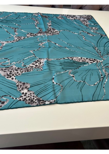 Turkuaz Leopar Soft Pamuksu Kare Fular fiyatları