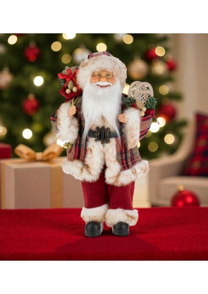 Yılbaşı Noel Baba Büyük Boy Oyuncak Yeni 2026 24X18X45CM Kızaklı Kemerli