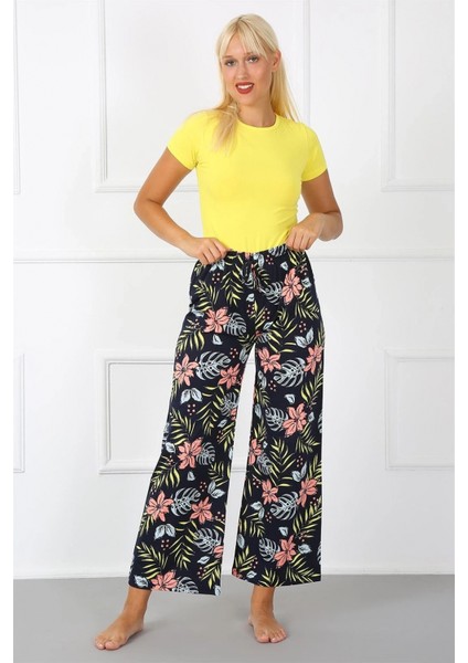 - Bayan Penye Bol Paça Pantolon Lacivert