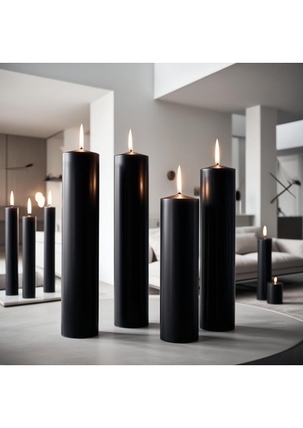 Soya Parafinli Siyah 140-150 Saat Yanma Süreli Çap:7 cm Boy:20 Silindir Blok Mum cm , Dekoratif Mum indirimleri