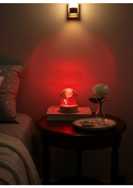 Ay Astronot Uzay Figürlü LED Işıklı USB Bağlantılı Renk Değiştiren 3D Cam Küre Gece Lambası indirimleri