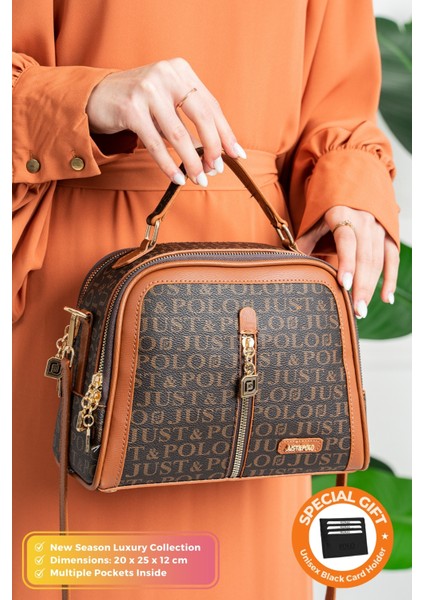 Orijinal Just Polo Collection Lüks Yumuşak Deri Ayarlanabilir Çapraz Askılı Şık El ve Omuz Çantası