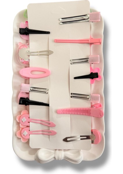 Çiçek Konseptli Pembe Renk Çocuk Set Toka 14 Adet modelleri