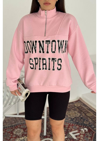 Kadın Fermuarlı Baskılı Sweatshirt – Downtown Energy fiyatları