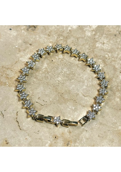 Vıp Seri Yıldızlı Zirkon Bileklik Gold