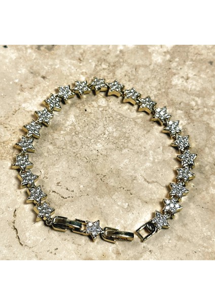 Vıp Seri Yıldızlı Zirkon Bileklik Gold modelleri