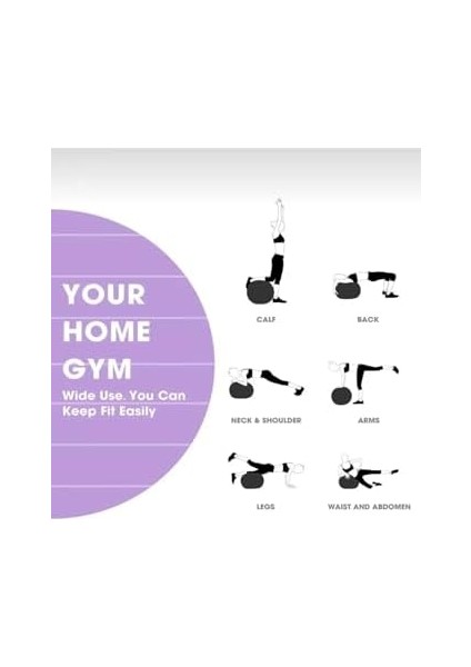 Pilates ve Egzersiz Topu, Anti-Patlama Dayanıklı, 65 Cm, Gümüş