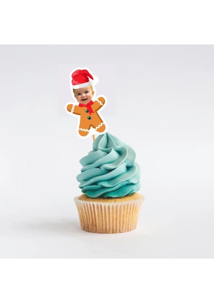 Chrıstmas Cupcake Pasta Süsü Kürdan 10 Adet Kişiye Özel Pasta Süsü fiyatları