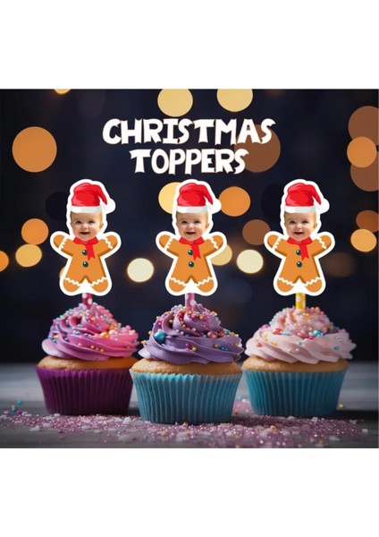 Chrıstmas Cupcake Pasta Süsü Kürdan 10 Adet Kişiye Özel Pasta Süsü modelleri