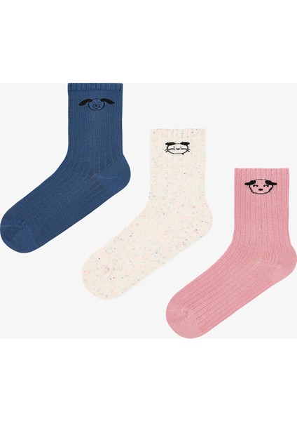 3 Çift Pamuklu Hayvan Desenli Soket Çorap