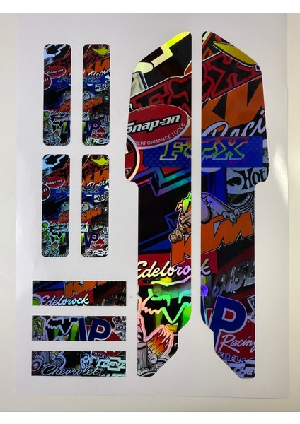 Sponsored Bisiklet Sticker Seti 9 Parça – Renkli Maşa Kadro Etiketi Hologram