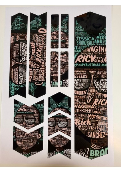 Rick And Morty +18 Bisiklet Sticker Seti 12 Parça – Renkli Maşa Kadro Etiketi