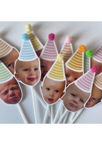 10 Adet Doğum Günü Pasta Süsü Cupcake Fotoğraflı Süs Fotoğraflı Kürdan Süsü fiyatları