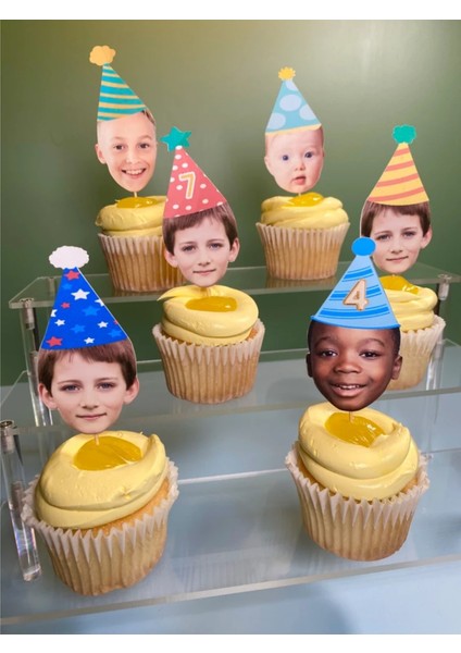 10 Adet Doğum Günü Pasta Süsü Cupcake Fotoğraflı Süs Fotoğraflı Kürdan Süsü modelleri