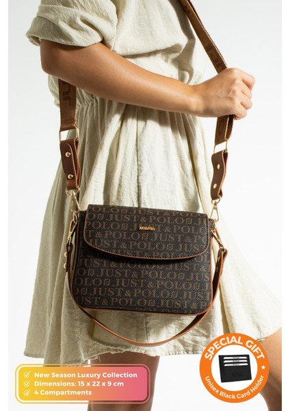 Orijinal Just Polo Collection 4 Bölmeli Lüks Yumuşak Deri Ayarlanabilir Çapraz Askılı Omuz Çantası