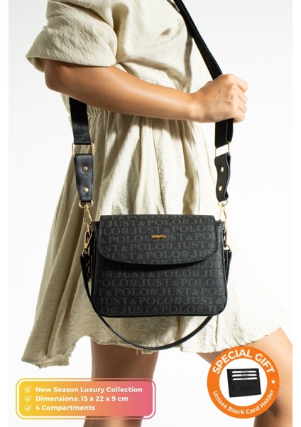 Orijinal Just Polo Collection 4 Bölmeli Lüks Yumuşak Deri Ayarlanabilir Çapraz Askılı Omuz Çantası