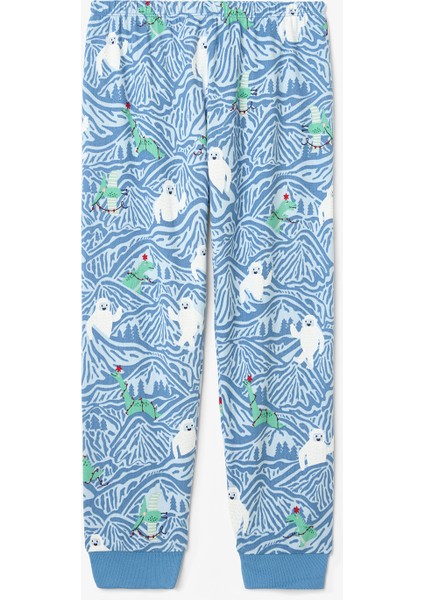 Açık Mavi Erkek Çocuk Mountain Canavar Desenli Pijama Takımı modelleri