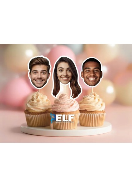 Fotoğraflı Doğum Günü Cupcake Pasta Süsü (10 Adet)