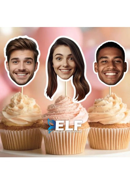Fotoğraflı Doğum Günü Cupcake Pasta Süsü (10 Adet) modelleri