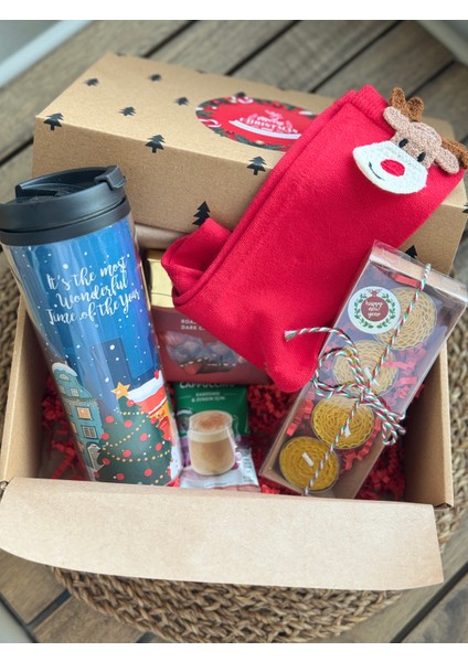 Candle Bee Design Özel Tasarım Yılbaşı Hediye Kutusu - Termos, Çikolata, Yılbaşı Çorabı, Kahve, Mum fiyatları
