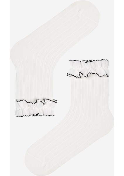Pamuklu Bilek Kısmı Fırfırlı Soket Çorap