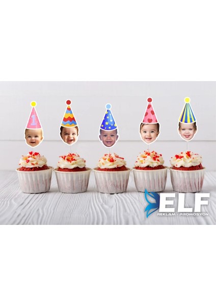 Kişiye Özel Cupcake Süsü Doğum Günü Süsü Kürdan Süs ( 10 Adet )