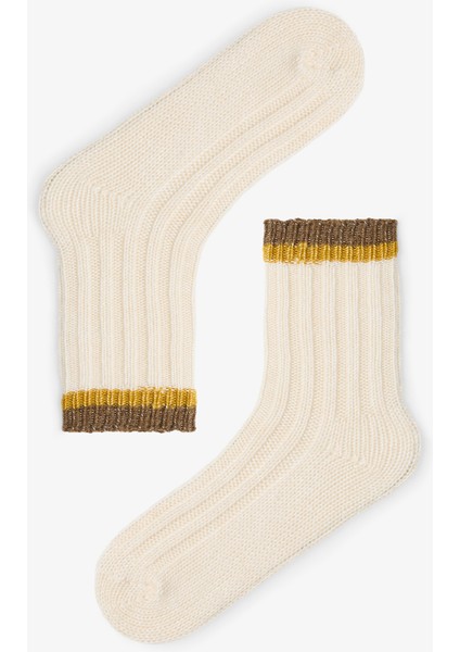 Bilek Kısmı Rustik Çizgili Kalın Soket Çorap