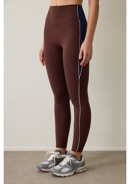 Kahverengi Orta Destek Yüksek Bel Tayt