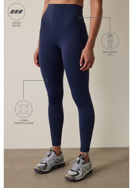 İndigo Yüksek Destek Toparlayıcı Etkili Yüksek Bel Back Lock Tayt fiyatları