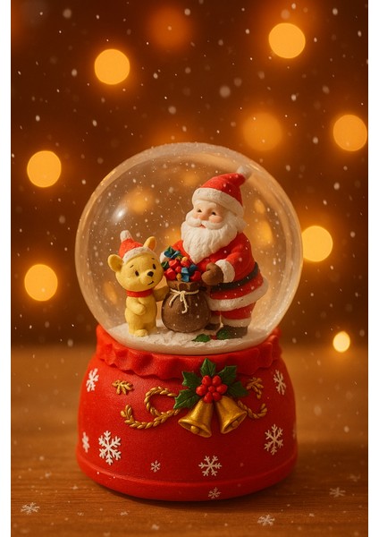 Yılbaşı Noelbaba Işıklı Renkli 3D Cam Kar Küresi Müzikli Kar Efektli Püskürtmeli Büyük Boy Hediyelik modelleri