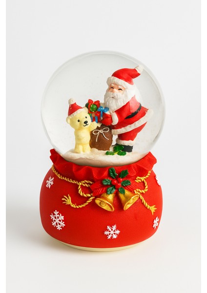 Yılbaşı Noelbaba Işıklı Renkli 3D Cam Kar Küresi Müzikli Kar Efektli Püskürtmeli Büyük Boy Hediyelik