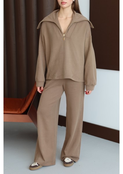 Kadın Vizon Fermuar Detaylı Örme Takım fiyatları