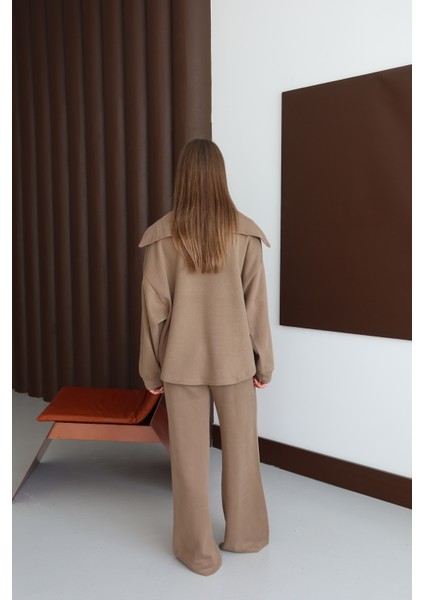 Kadın Vizon Fermuar Detaylı Örme Takım modelleri