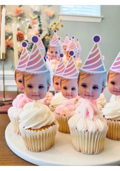 Kişiye Özel Pasta Süsü Cupcake Kürdan 10 Adet modelleri