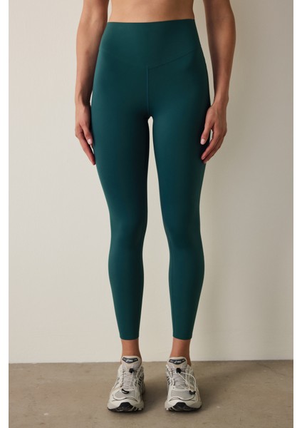 Koyu Yeşil Orta Destek Cepli Yüksek Bel Tayt fiyatları