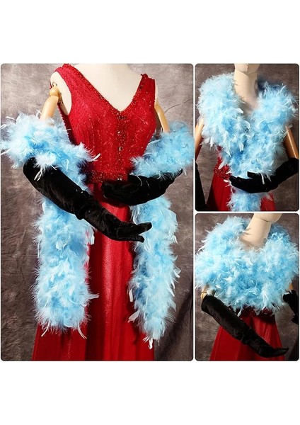 Eğitici Oyuncak Açık Mavi Renk Kabarık Kalın Otriş Boa Tüy 6 cm Genişlik 180-200 cm Uzunluk modelleri