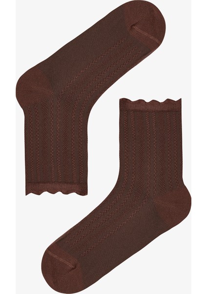 5 Çift Pamuklu Kendinden Örgü Desenli Soket Çorap modelleri